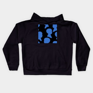 Little Boy Silhouette - Blue on Black Background Kids Hoodie